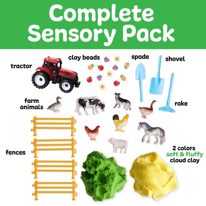 Sensory Pack Farm On the Go Sensory Play Set for Kids with tractors and animals