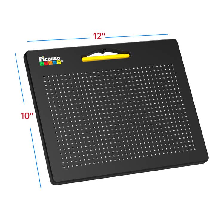 Black pegboard with grid pattern and 'Picasso Tools' branding, shown with dimensions on a white background.