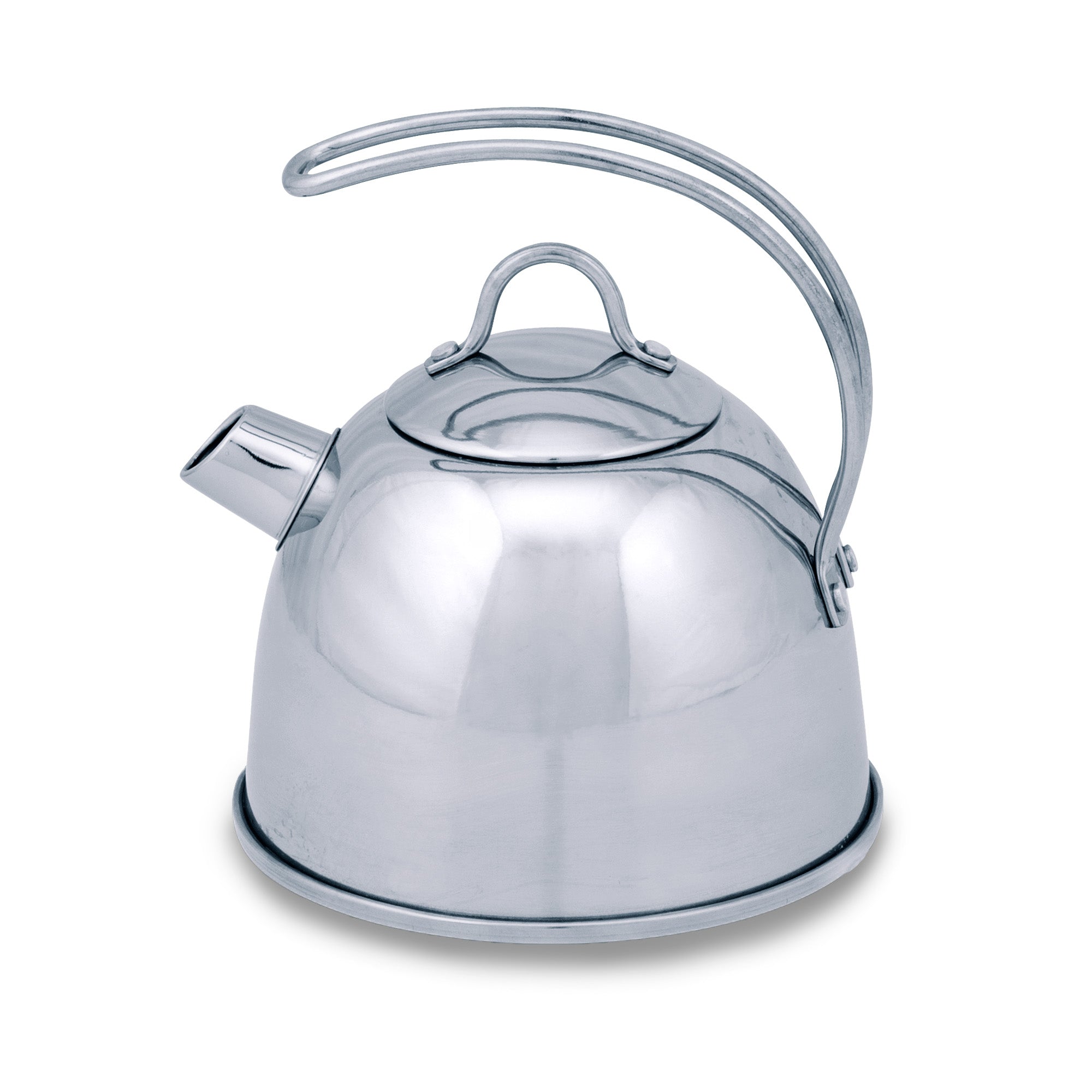 Stainless steel kettle on a white background