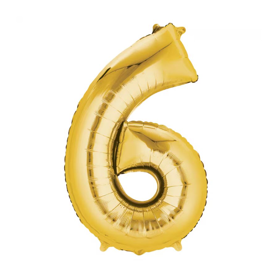 34" Gold 6 Number Foil Balloon