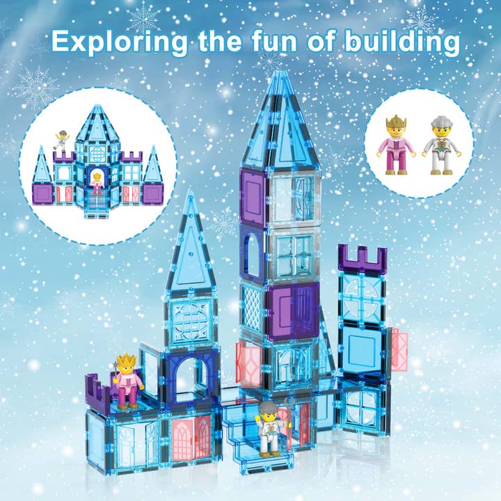 Magnetic Building Tiles Immerse in the Ice Winter Theme with these translucent blocks, offering a captivating visual journey for kids