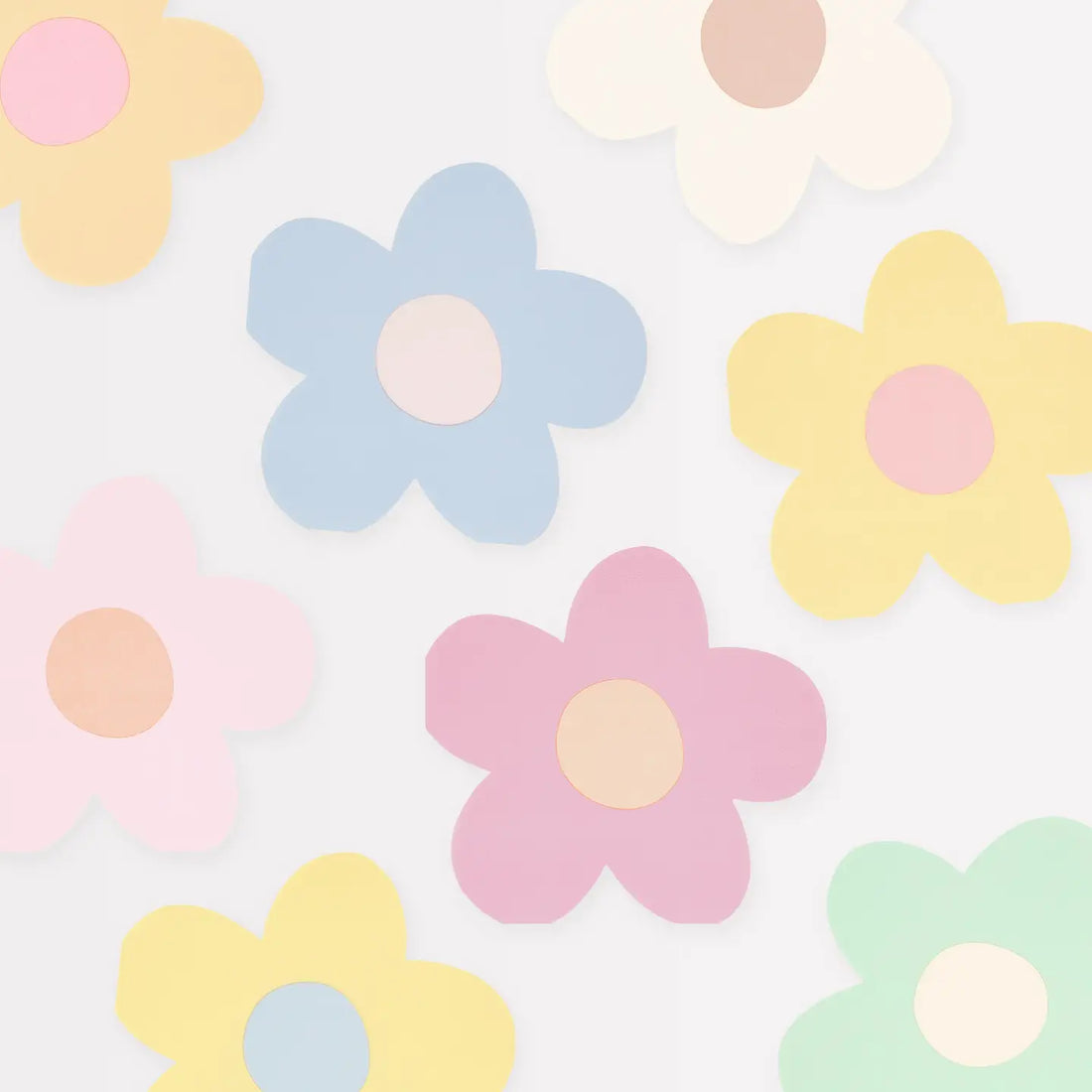 Pastel-colored flower pattern on a light background