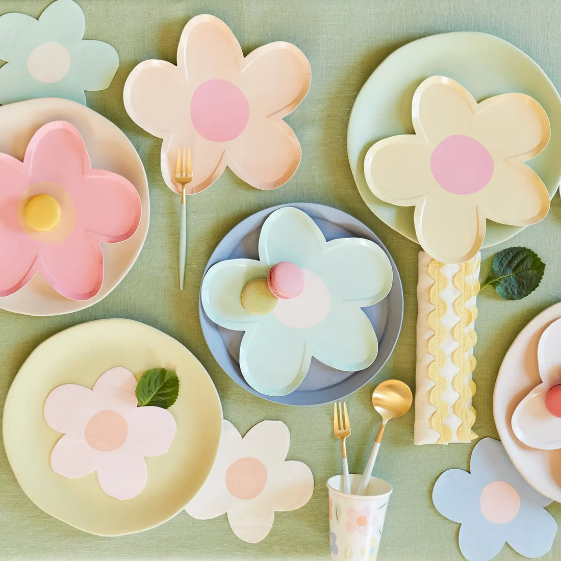 Pastel-colored flower pattern on a light background
