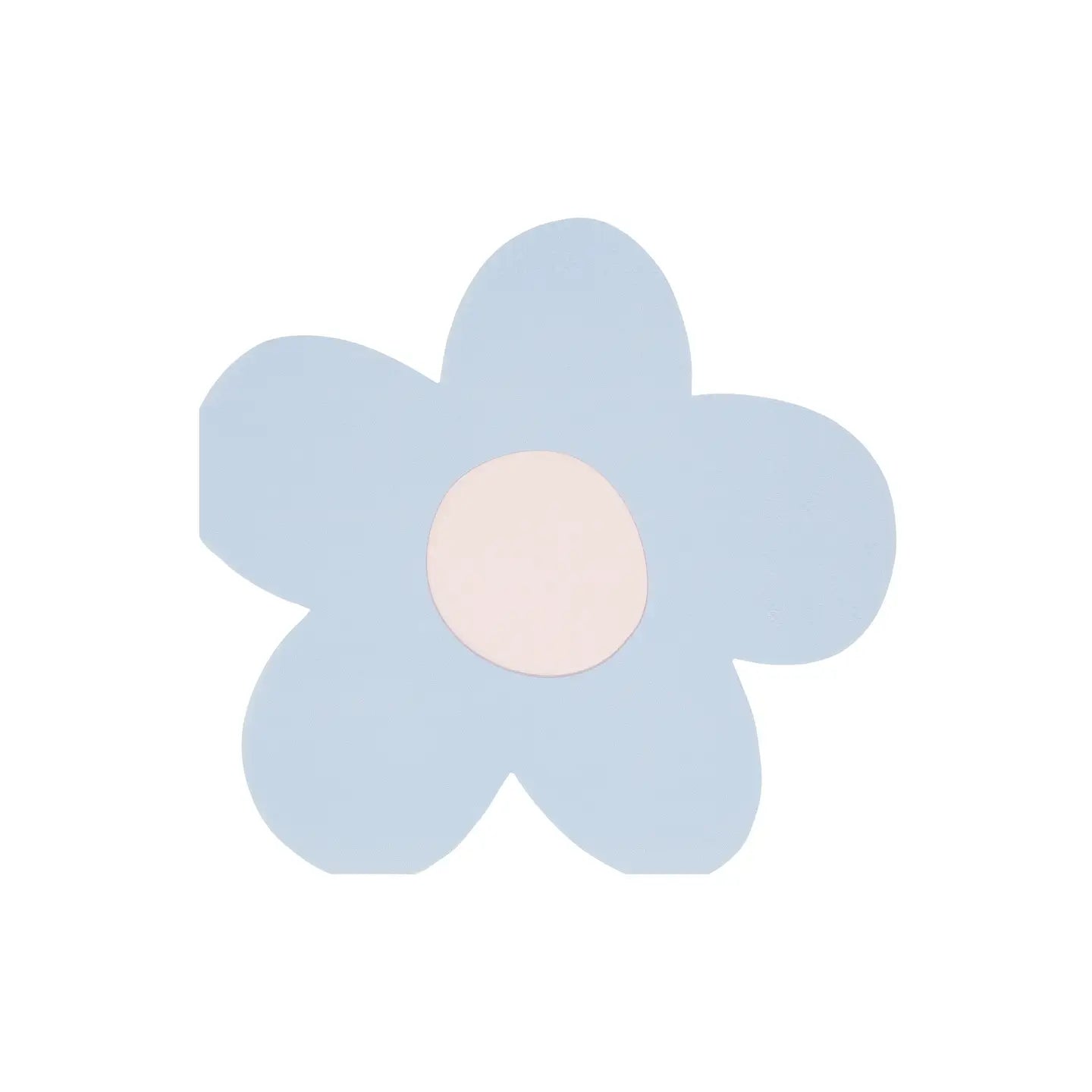 Light blue flower-shaped object on a white background