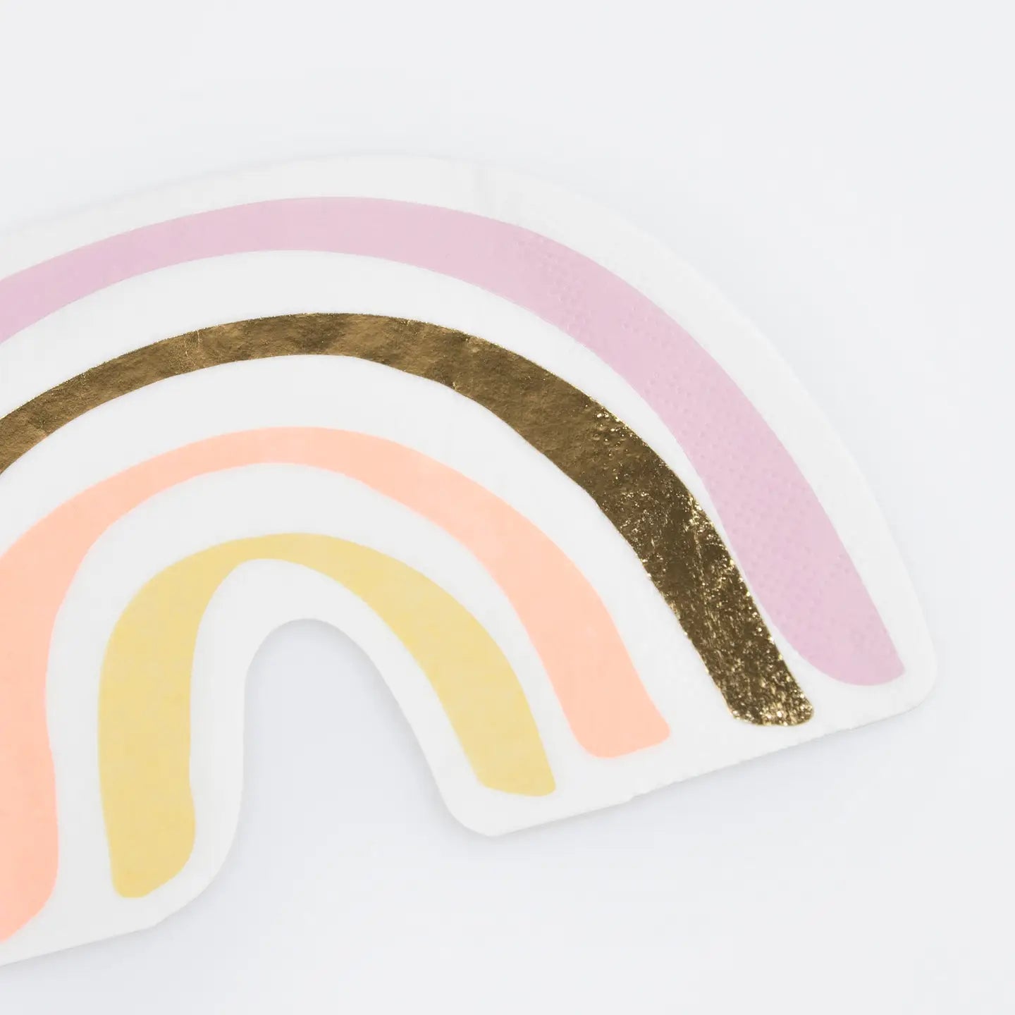 Decorative rainbow design with pastel colors and gold accents on a white background