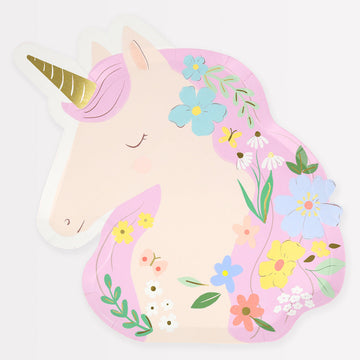 Meadow Unicorns Shaped Plates (x8)