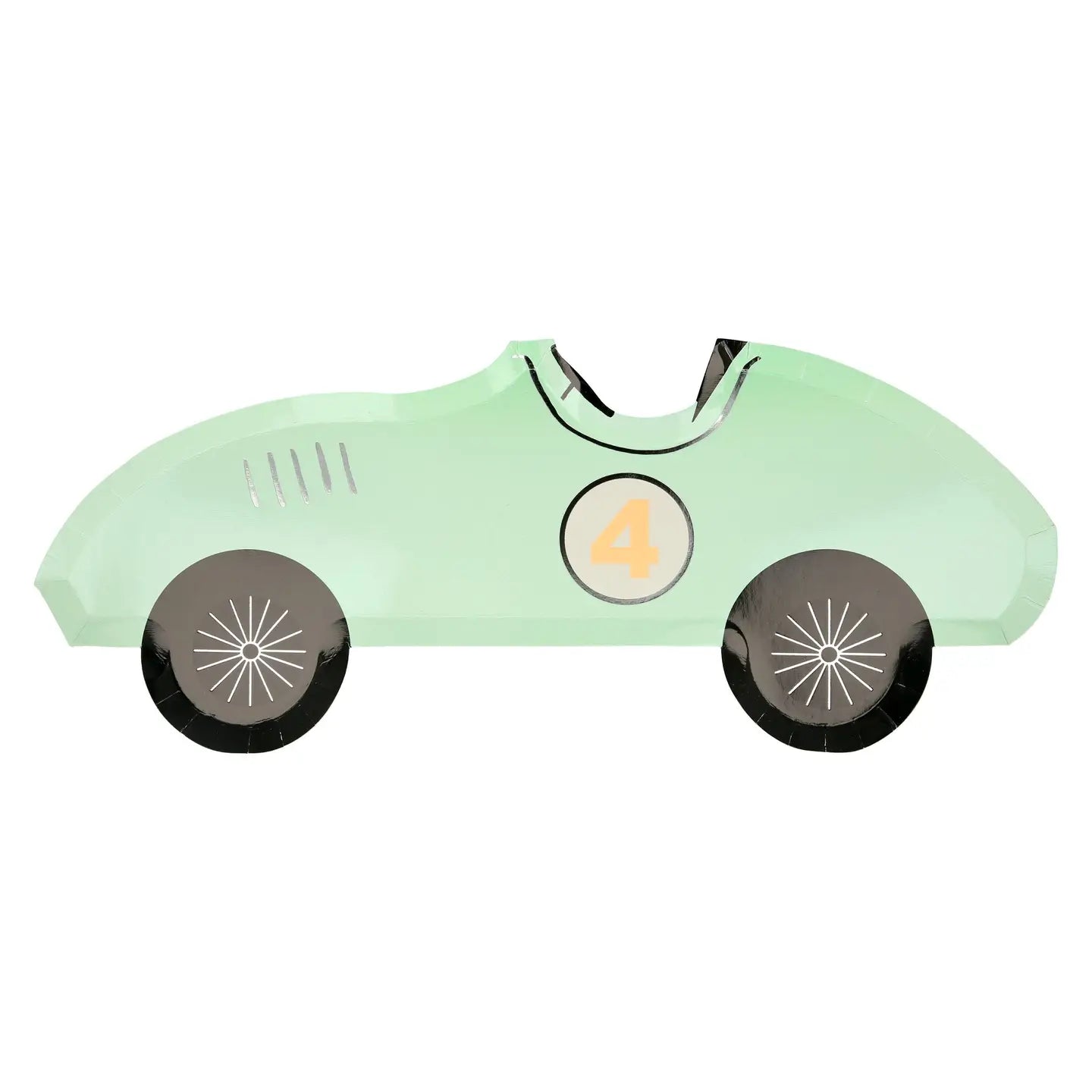 Toy car plate with a number 4 on a white background