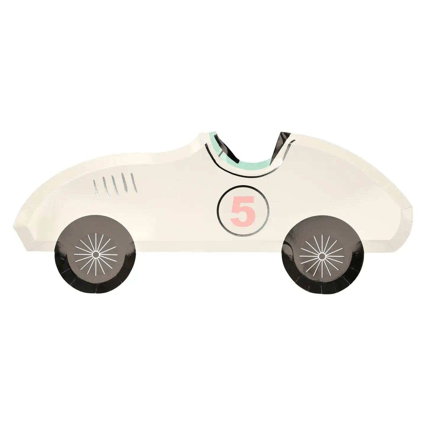 Toy car plate with number 5 on a white background