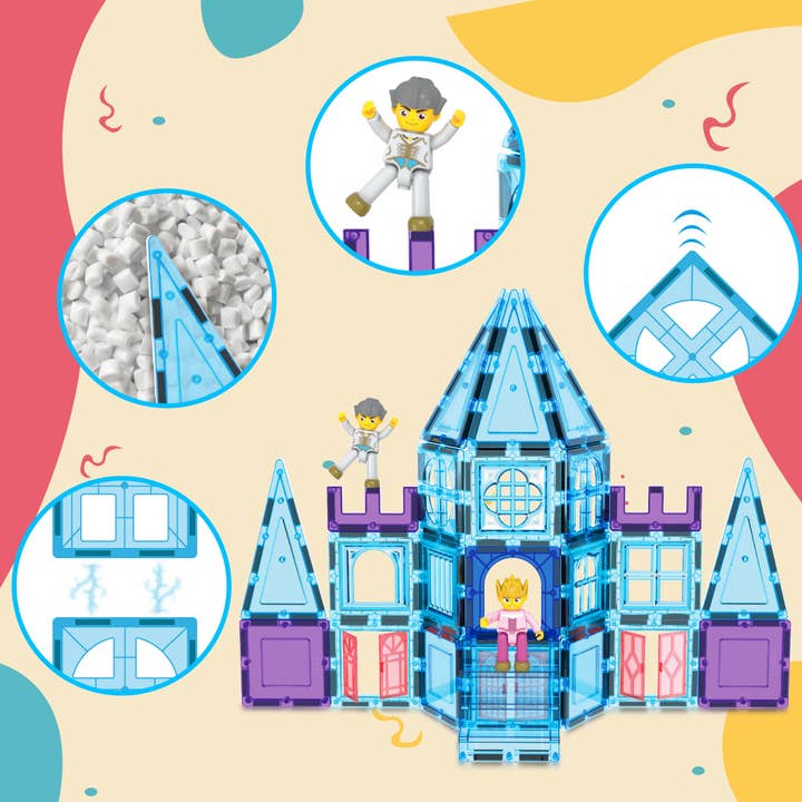 Magnetic Building Tiles Immerse in the Ice Winter Theme with these translucent blocks, offering a captivating visual journey for kids