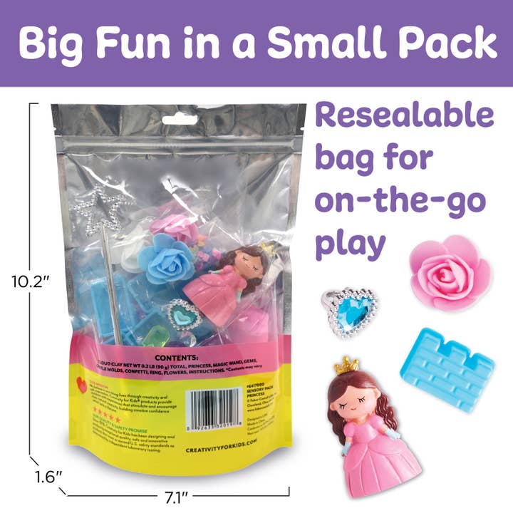 Sensory Pack Princess On the Go Play Set for Kids with princesses, castles and magic wands