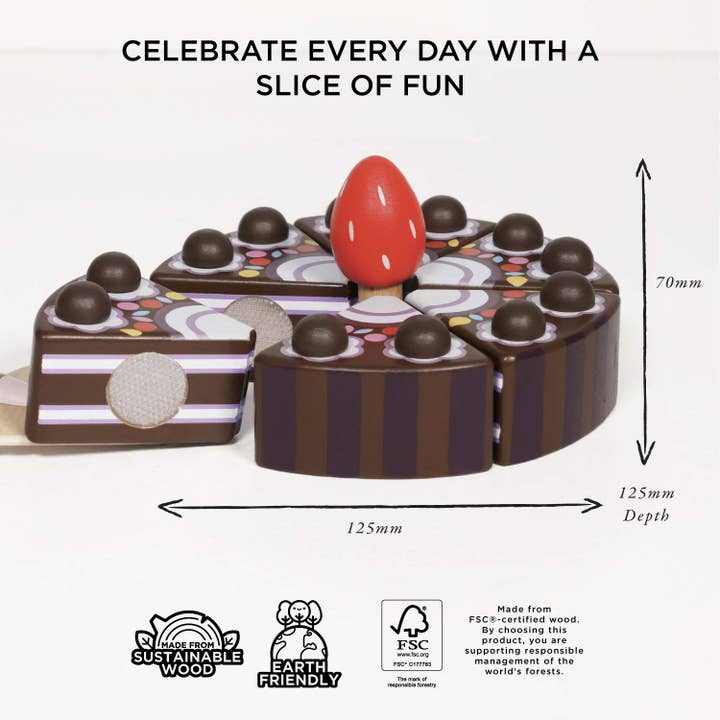 Chocolate Gateau Sliceable Cake Toy for children