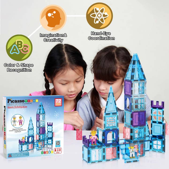 Magnetic Building Tiles Immerse in the Ice Winter Theme with these translucent blocks, offering a captivating visual journey for kids
