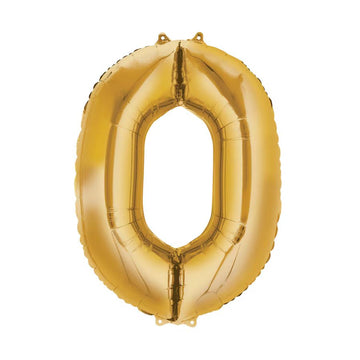 34" Gold 0 Number Foil Balloon