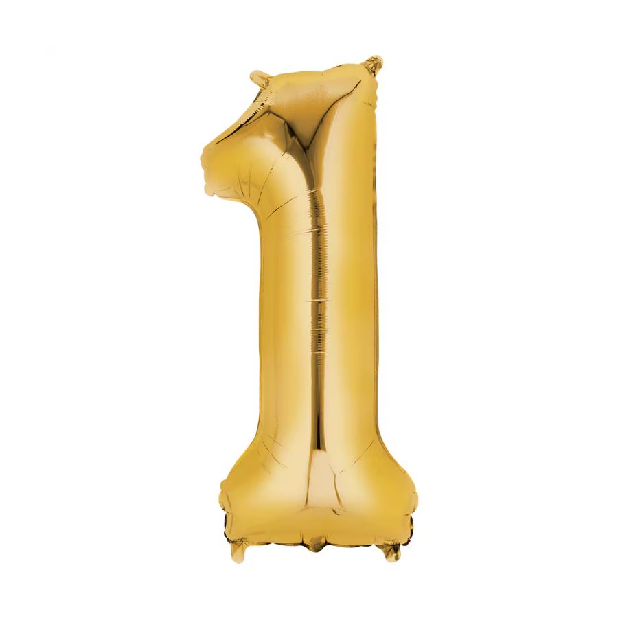 34" Gold 1 Number Foil Balloon