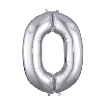 34" Silver 0 Number Foil Balloon