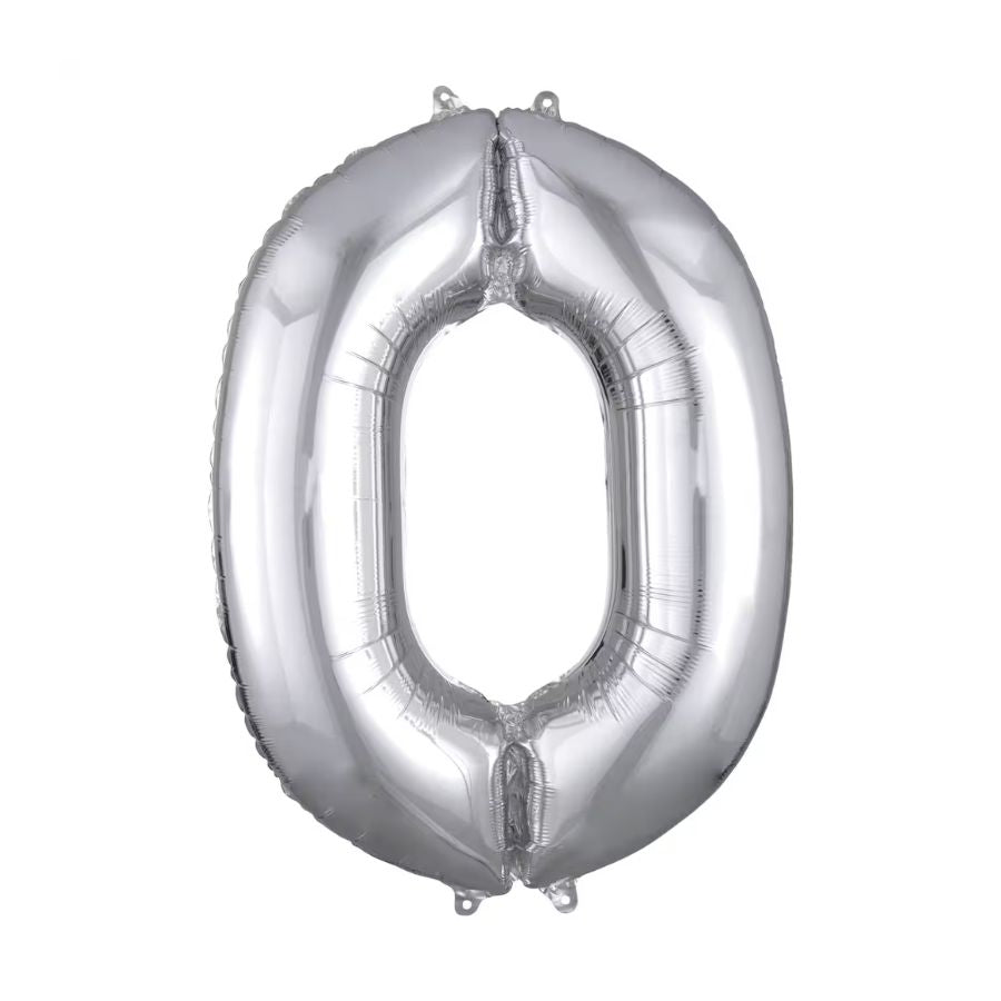 34" Silver 0 Number Foil Balloon