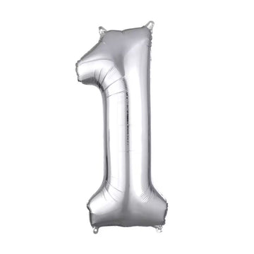 34" Silver 1 Number Foil Balloon