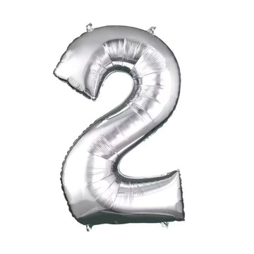 34" Silver 2 Number Foil Balloon