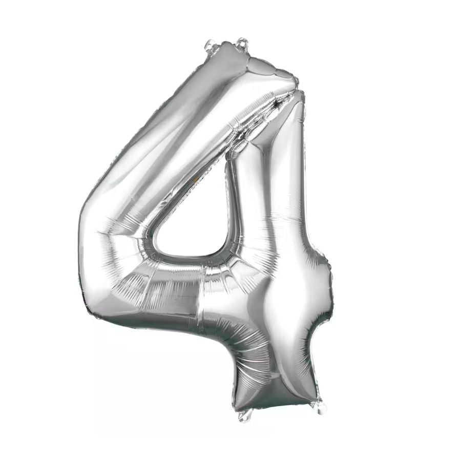34" Silver 4 Number Foil Balloon