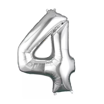 34" Silver 4 Number Foil Balloon