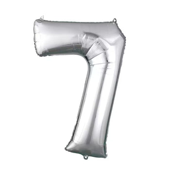 34" Silver 7 Number Foil Balloon
